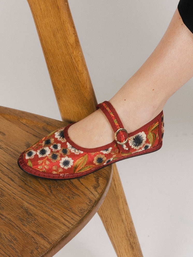 Mary Jane Red Embroidery